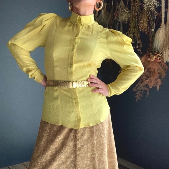 Thierry Mugler - Silk Darter Chartruse Blouse - Picture 6 of 10